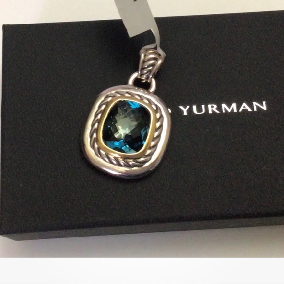 David Yurman 16x 14mm Albion London Blue Topaz Silver & 18K gold Enhancer NWT - Picture 1 of 5